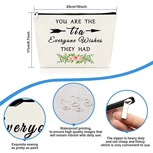 Aunt Gift from Niece Nephew Tia Gifts Makeup Bag Mothers Day Thanksgiving Christmas Birthday Gifts for Aunt Tia Auntie Cosmetic Bag Aunt Appreciation Gifts Aunt Makeup Pouch Travel Toiletry Bag