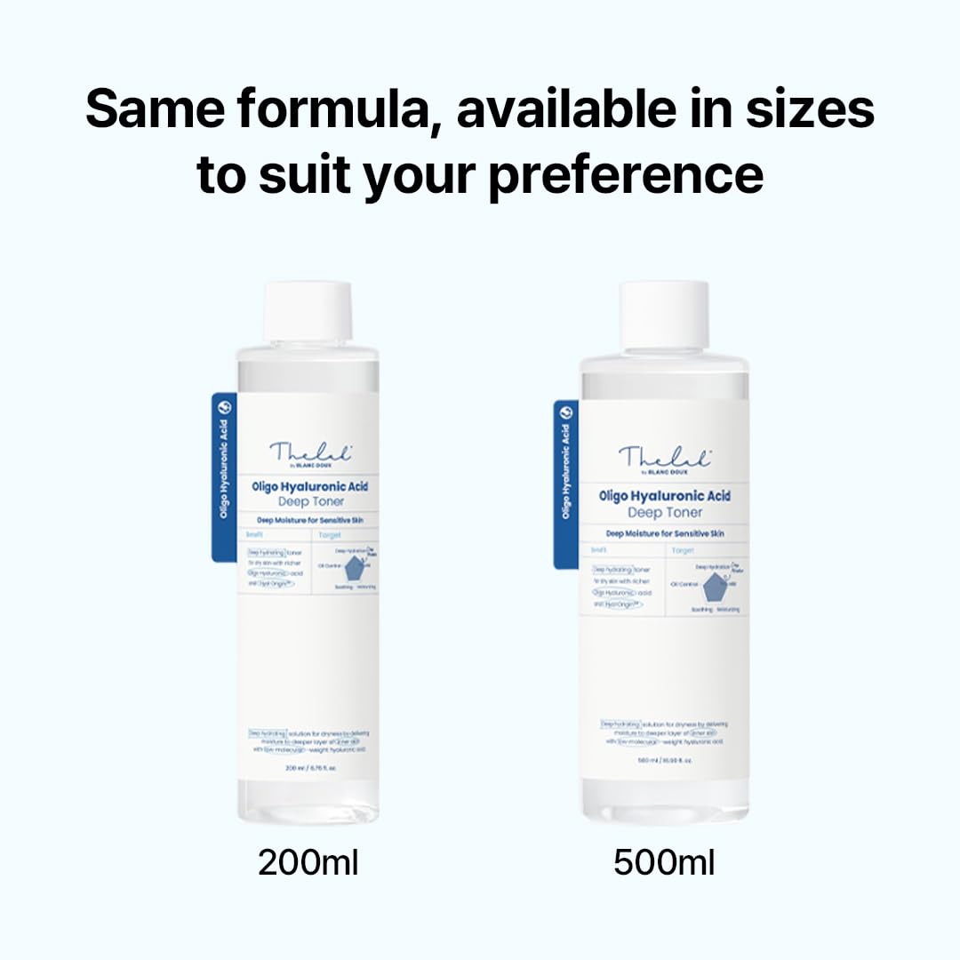 THE LAB BY BLANC DOUX Oligo Ultra-Low Molecular Hyaluronic Acid Deep Moisture Essence Toner Vegan for Sensitive Dry Combination Skin - Hypoallergenic Intense Hydrating Face Moisturizer 17 Fl Oz
