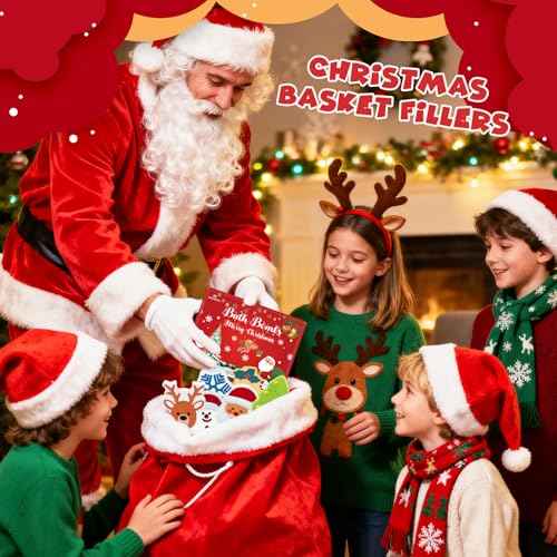 Christmas Bath Bombs Set for Kids,Boys & Girls Stocking Stuffers Gift, Handmade 6 Fun Organic for Children, Gentle Formula Creates, Relaxing Aromas for Women