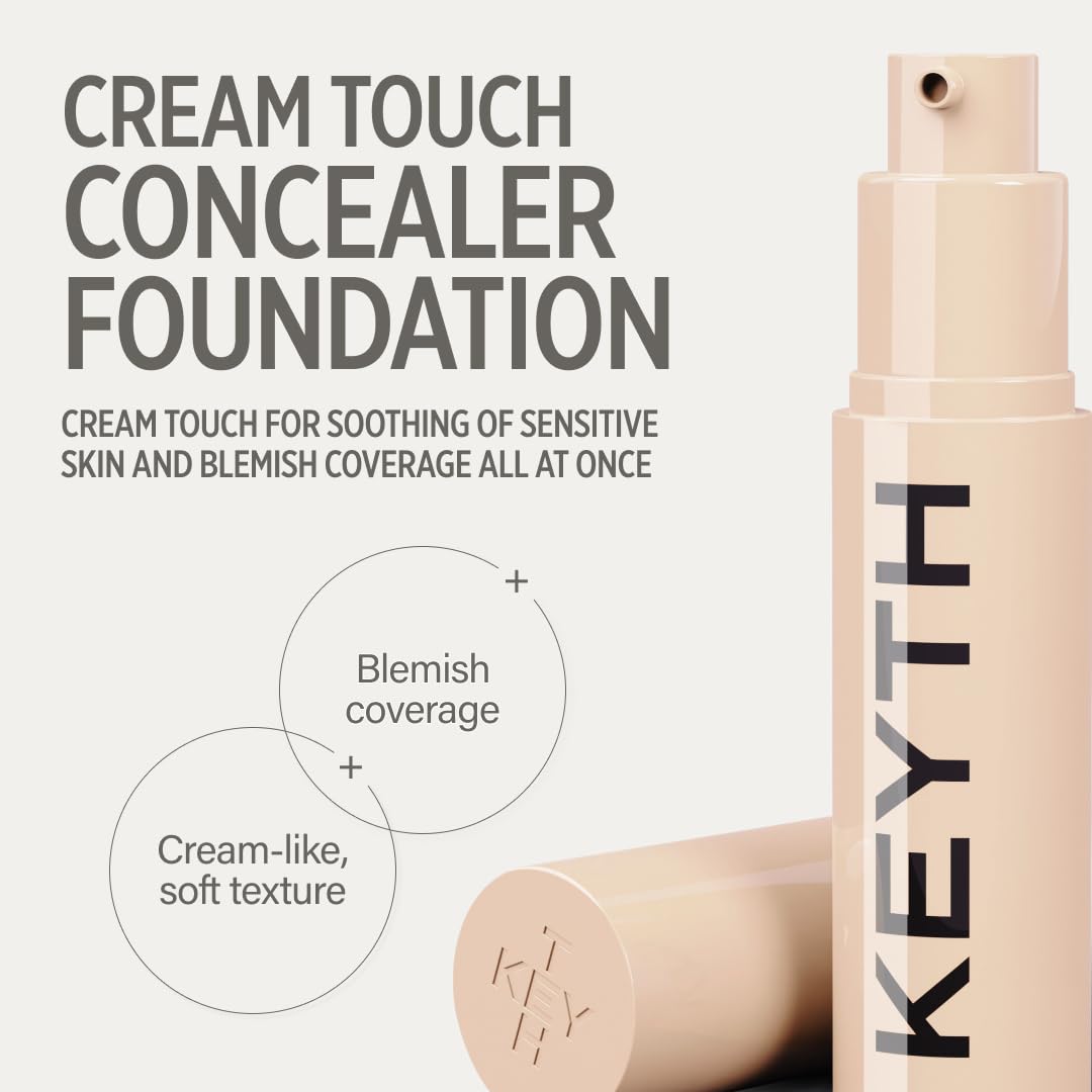 KEYTH CREAM TOUCH CONCEALER #02 (15ML, 0.50 FL.OZ.) / Imperfections Coverage, Lightweight, Skin-comforting, Dreamy Skin, Mild Formula, Triple CICA