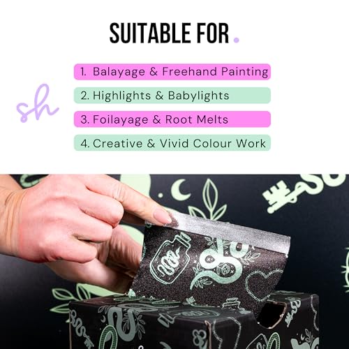 Simply Hair Pop-Up Hair Foil - 500 Pre-Cut & Folded Sheets for Hair Dye, Highlights & Balayage - Embossed, No-Slip Grip - Pop-Up Dispenser - 12.7x27.9cm - Serpent