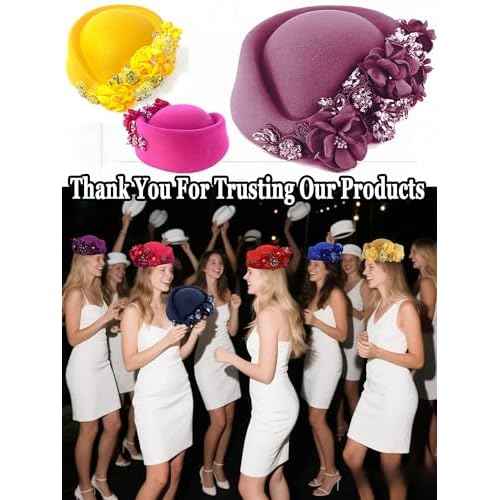 Petaluna Women's Flower Beret Suitable for Church Wearing Elegant Breathable Wedding Party Retro French Headdress
