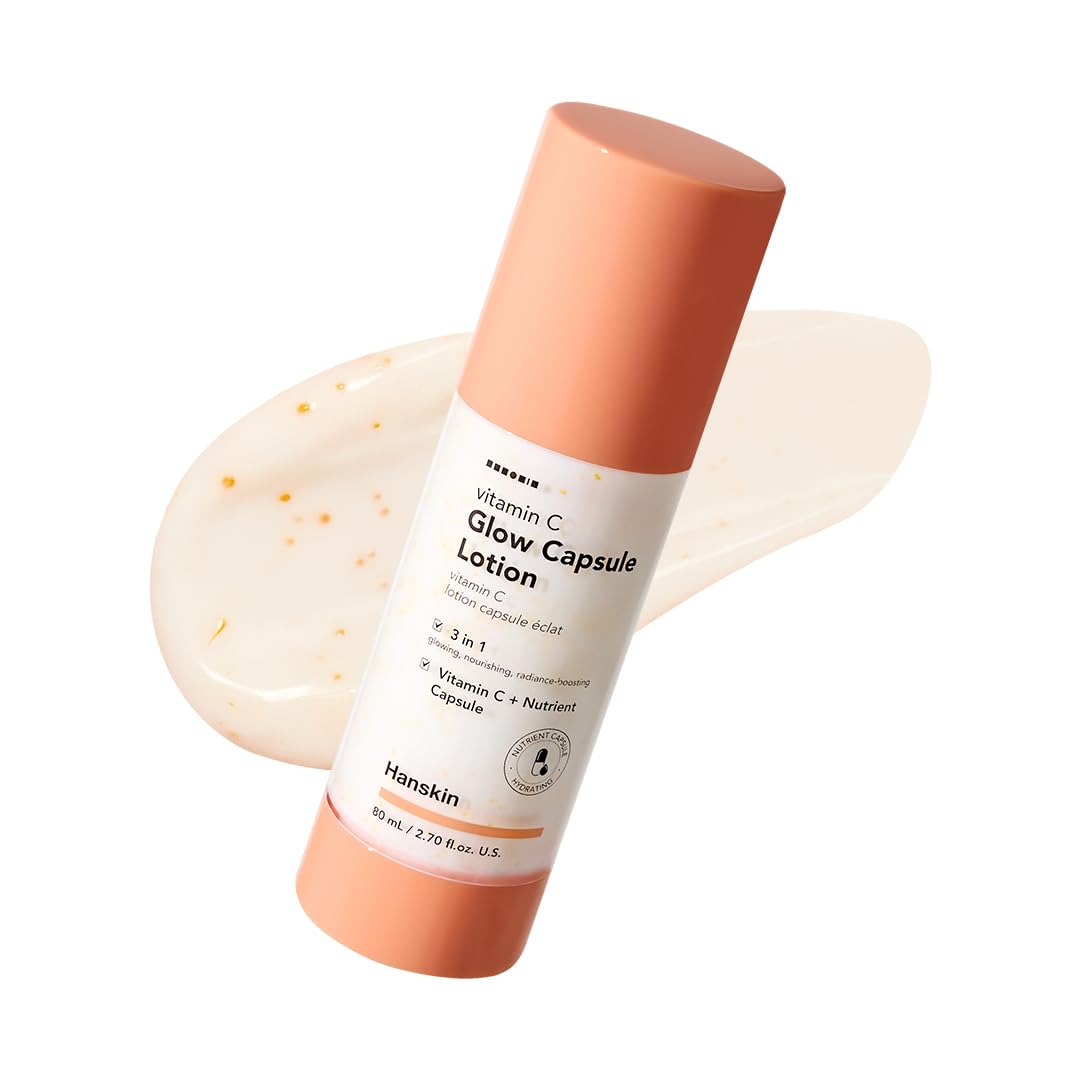 Hanskin Vitamin C Glow Capsule Lotion – Korean Lightweight Brightening Face Moisturizer for Radiant, Glowing, Even-Toned Skin | Niacinamide & Vitamin C Capsules | Skin-Boosting Skincare | 2.7 fl oz