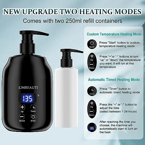 Massage Oil Warmer with Two Oil Bottle Dispenser, Lotion Bottle Warmer Dispenser Heater, Smart Touch Key Electric Warm Lotion Dispenser, Lube Gel Cream Warmer for Home Pro Salon Spa Massage (black)