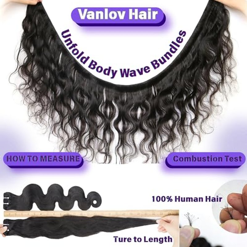 Vanlov Body Wave Bundles Human Hair 14 14 14 Inch Raw Hair Bundles 100% Unprocessed Brazilian Virgin hair 3 Bundles Double Weft Natural Black