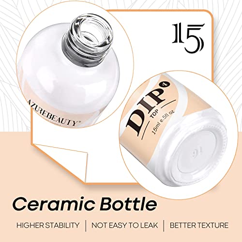 AZUREBEAUTY 4+4pc Dip Powder Liquid Set, 15ml/0.5oz, with Base/Top Coat, Activator, Brush Saver, Nail File? Fast Drying Formula, No UV Light Needed