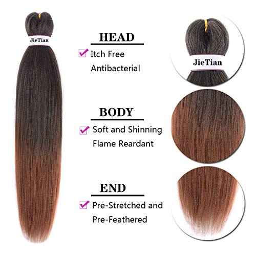 Liang Dian Pre Stretched Braiding Hair 8 Pack 36 Inch Hot Water Setting Professional Soft Yaki Texture Synthetic Hair Extensions (36 Inch (Pack of 8), 1B/30(Ombre Black to Blonde))