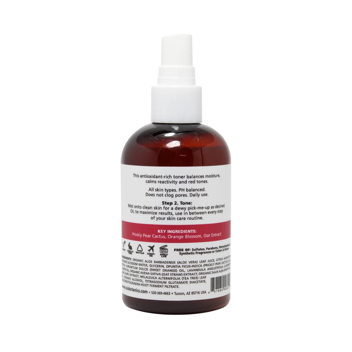 Sia Botanics Rejuvenating Face Toner Mist (118ml/4oz Bottle) | Facial Treatment w/Prickly Pear, Aloe Vera, Orange Blossom | Natural, Clean, Botanical Skincare for Women