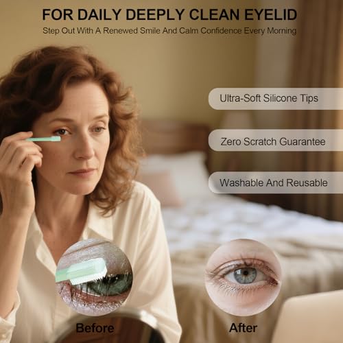 Eyelid Brush with Soft Silicone for Sensitive Eyelids,Gently Deeply Clean Eyelid Margins,Removes Dirt,Oil.Blepharitis,MGD and Dry Eyes Relief,Lid Scrub Device,Eyelid Cleanser Partner (5pcs)