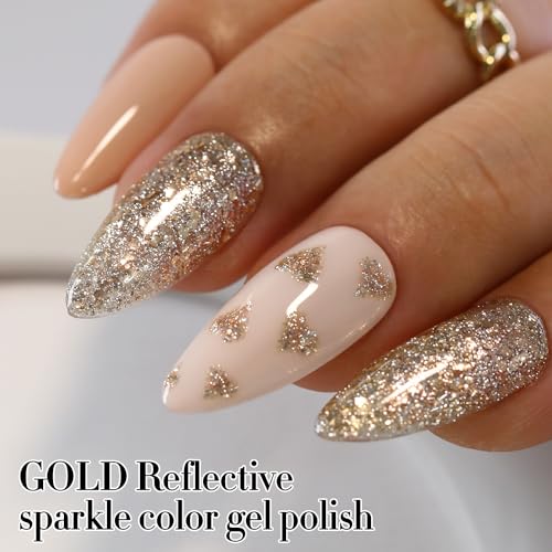 Double Rhythm 15ML Glitter Gel Polish Shimmer Reflective Holographic Color Magnetic for Nail Art Salon DIY at Home (B1117)