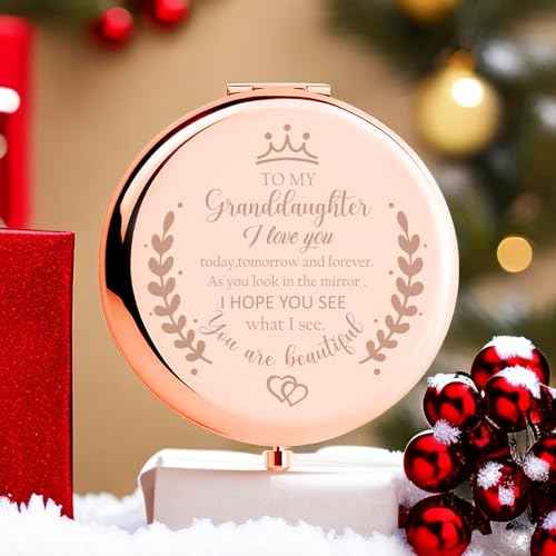 Soulpetals Granddaughter Gifts from Grandma,Granddaughter Gifts, Birthday Gifts for Granddaughter,to My Granddaughter Makeup Compact Mirror
