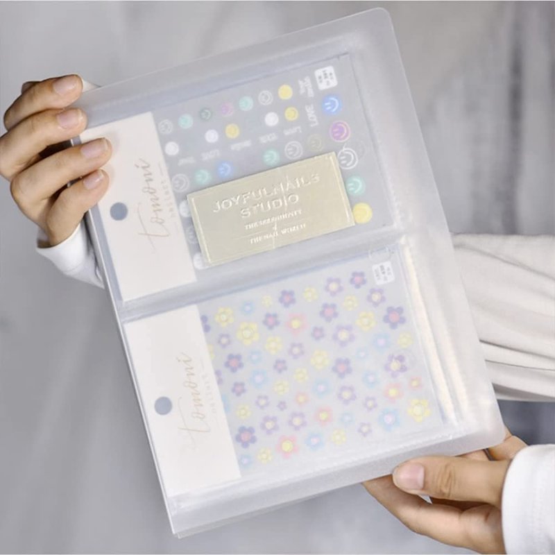 Nail Art Sticker Storage Book Display - 80 Slots Translucent Empty Decals/Photos Collecting Album - Tools for Nail Art