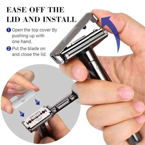 Shaving Razor - Steel Black Double Edge Safety Razor with 10 Spare Blades - 6 Speed Adjustable and 30¡Æ Angle Precision with Superior Blade Rigidity for Men and Women (Black)