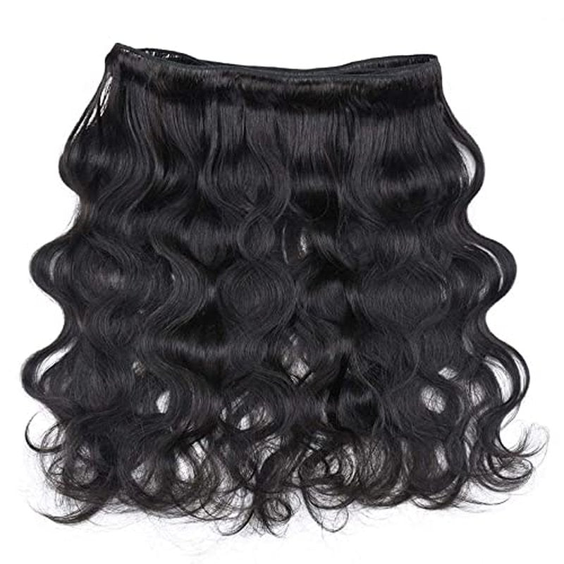Body Wave Human Hair Bundles with Closure 100% Unprocessed Brazilian Virgin Human Hair 3 Bundles Body Wave with 4X4 Free Part Lace Closure Natural Black Hair Extension