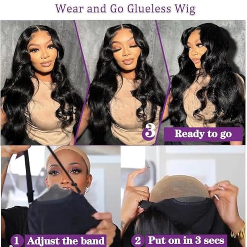 Durya Glueless Wigs Human Hair Pre Plucked Pre Cut 5x5 HD Lace Closure Wigs Human Hair Wear and Go Glueless Wigs Body Wave Lace Front Wigs Human Hair for Women 30 Inch