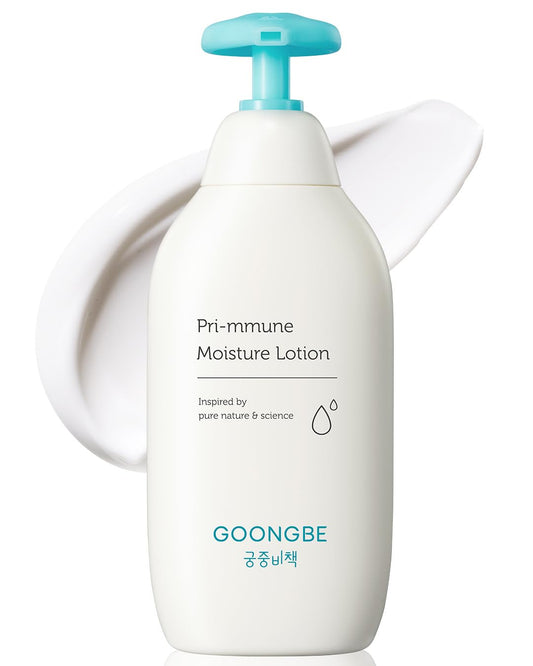 GOONGBE Pri-mmune Moisture Lotion - Korean Baby Body Moisturizer - Hypoallergenic Moisturizing & Calming Daily Skincare for Dry Skin - Fast Absorbing, Naturally Derived Non-Greasy Lotion, 11.8 oz.