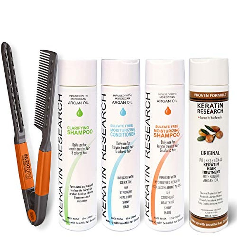 Complex Brazilian Keratin Blowout Hair Treatment 4 Bottles 300ml Value Kit Includes Sulfate Free and Easy Comb Queratina Keratina Brasilera Tratamiento