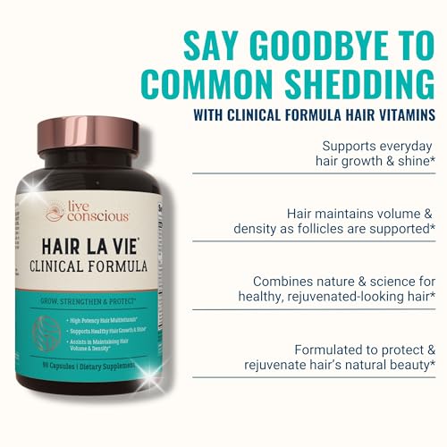 Hair La Vie Live Conscious Clinical Formula Hair Growth Vitamins for Women and Men w/Biotin, Collagen & Saw Palmetto (Pack of 1)