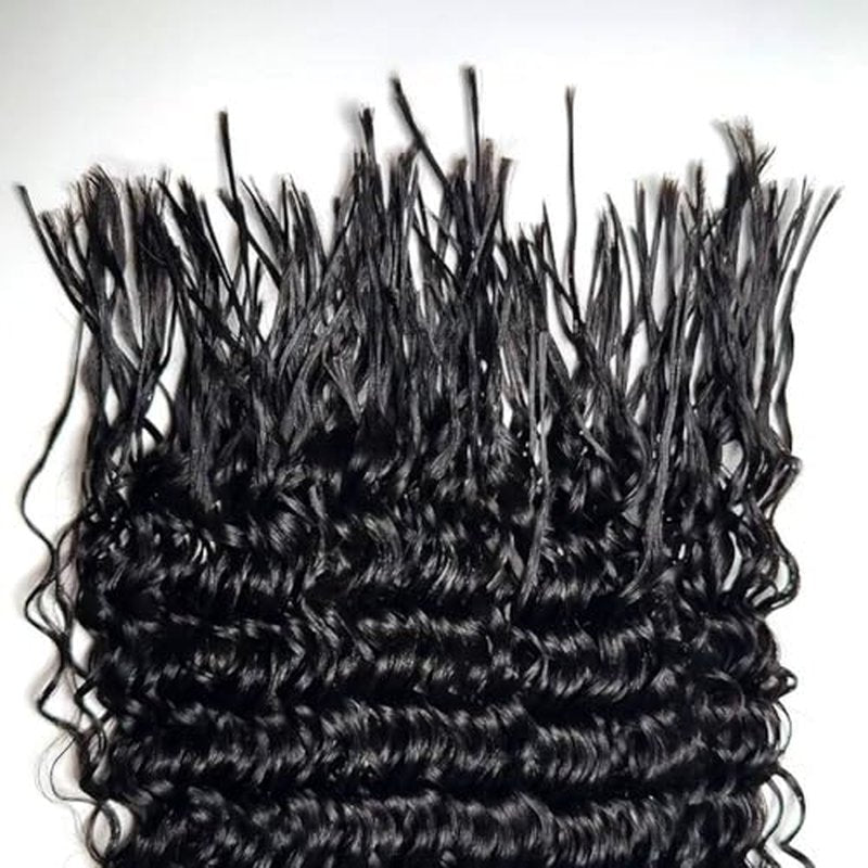 Pre Divided Bulk Human Hair for Boho Braids Deep Wave Bundles for Briding Brazilian Virgin Human Hair Curly Bulk Crochet Hair No Weft Extensions for Black Women 18Inch 640 Roots 200g