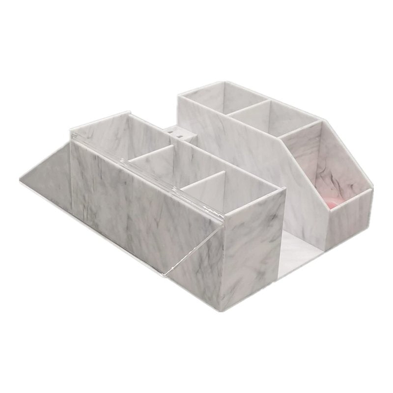 Eyelash Beauty Organizer, Acrylic Eyelash Grafting Tool Storage Beauty Tool W/Tweezers Holder Display Boxes for Home Eyelash Salon (Marble White)