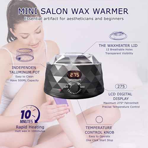 Waxing Kit for Women, Wax Warmer, Wax Kit with 4 Packs Hard Wax Beads and Accessories, for Full Body, Legs, Face, Eyebrows, Bikini, Brazilian at Home Waxing Kit for Women Men