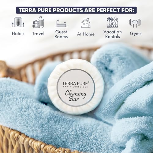 Terra Pure White Tea & Coconut Soap | Travel Size Toiletries Bulk Set for Hotel Essentials | 0.6 oz Bar Soap | 100 Pieces