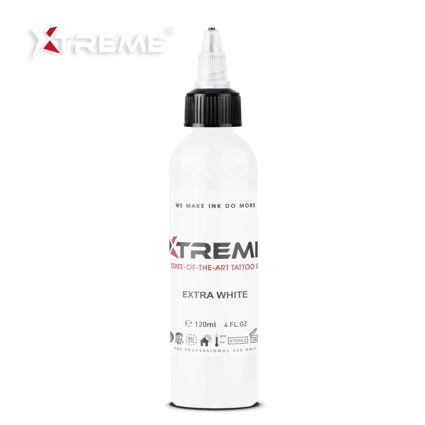 Xtreme Tattoo Ink, Versatile Medium Viscosity for Precision Tattooing, Rich Hue, Quick Healing, Acrylic-Free, Water Based and, Highest Safety Standards - Ready-to-Use Tattoo Ink (Extra White, 4 oz)