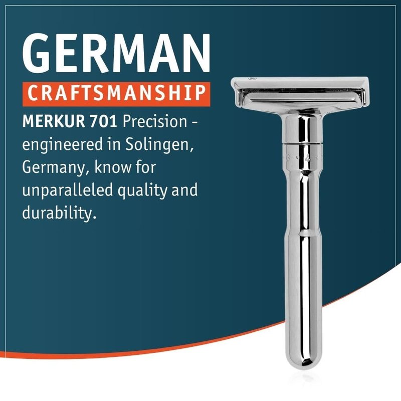 Merkur Futur 701 Adjustable Double Edge Safety Razor - Chrome Finish | Eco-Friendly Design | Precision Dial Adjustment