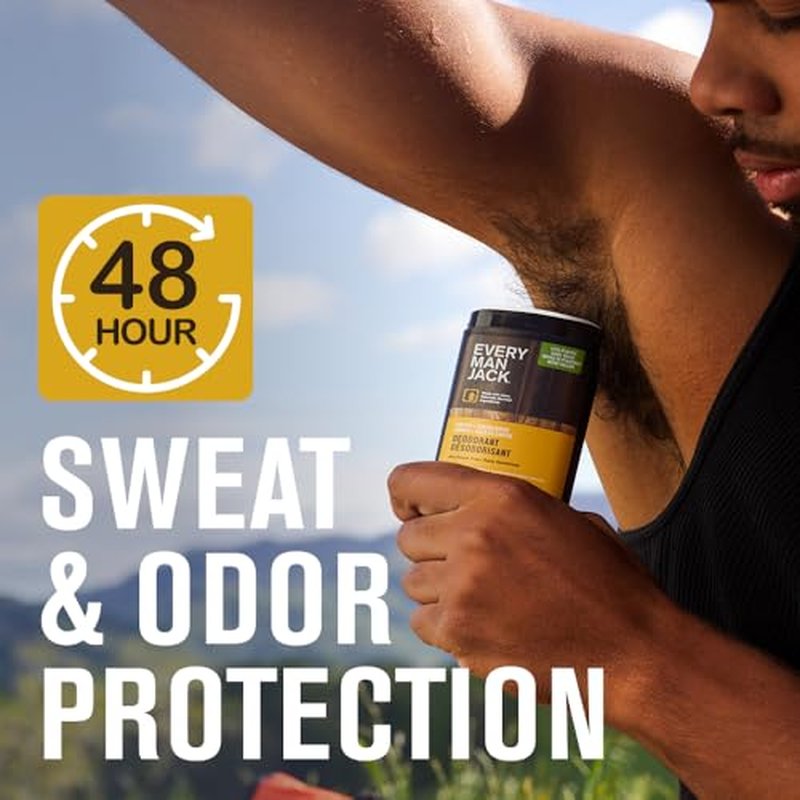 Every Man Jack Men¡¯s Amber + Sandalwood Antiperspirant Deodorant ? New & Improved Formula ? Smooth Glide, 48-Hour Odor & Sweat Defense? 2.6 oz (2 Pack)