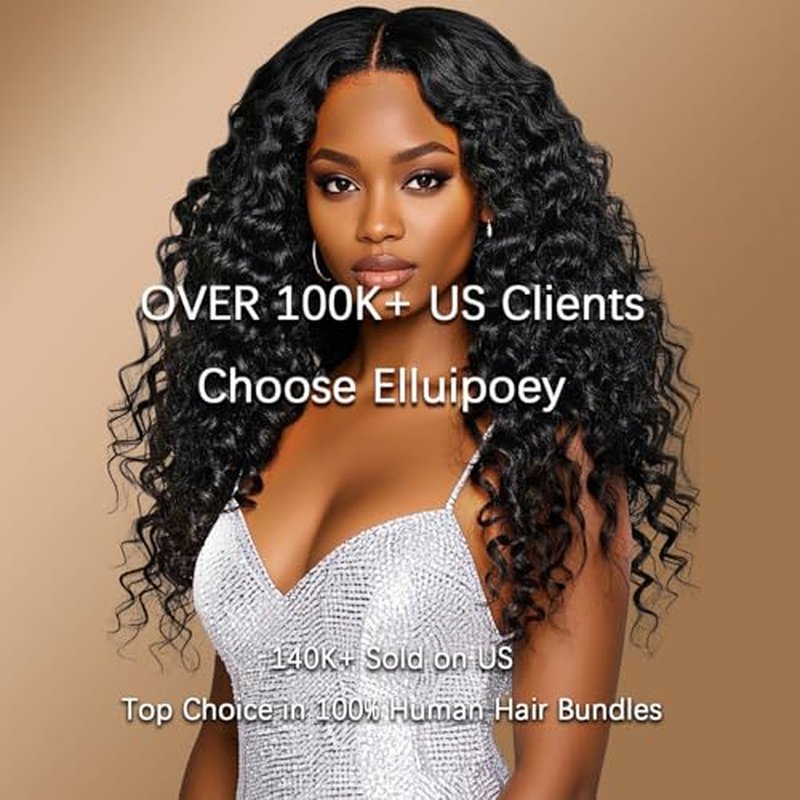 Deep Wave Bundles Human Hair 12 14 16 Inch Deep Curly Bundles 15A Grade 100% Unprocessed Brazilian Virgin Hair Wet and Wavy Bundles Double Weft Natural Black Color