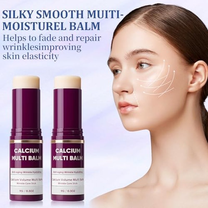 2PCS Calcium Multi Balm, Calcium Volume Multi Balm, Korean Collagen Moisturing Stick, Wrinkle Core Stick, Moisturizing Cream, Hydrating, Firming Skin, Suitable for Eyes, Neck, Face