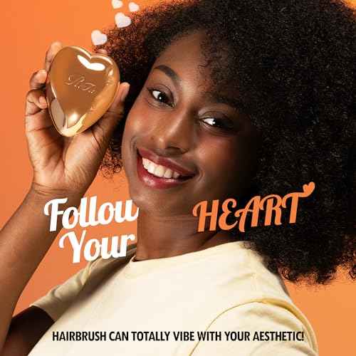 ReFa HEART BRUSH ROSE GOLD | Heart Shaped Detangling Brush for Women | Small Hair Brush for Thick Hair | Hair Detangler Brush Travel