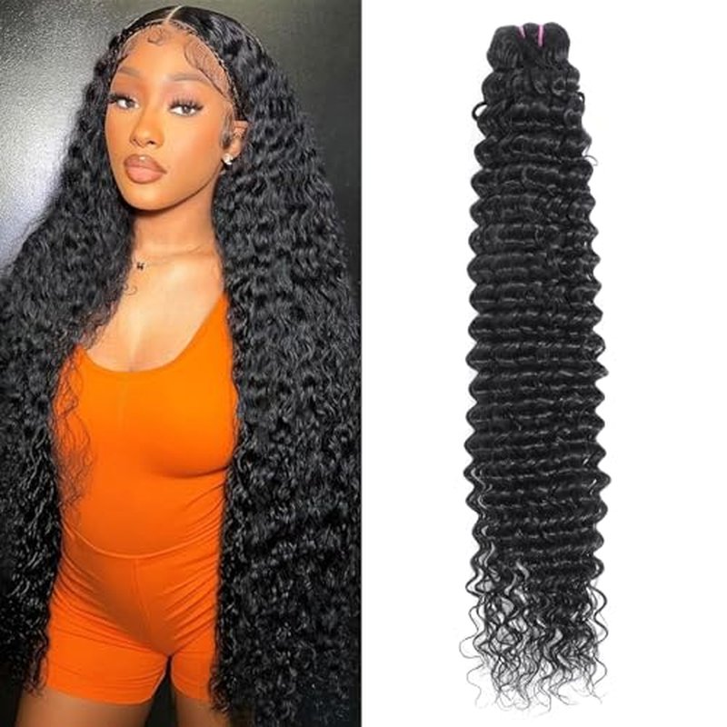 15A Raw Indian Human Hair Bundles Deep Wave Bundles Human Hair,Triple Lifespan Virgin Remy Hair,No Tangle Shedding,Keep Texture Silky Soft After Multiple Washes (1 Bundle Deep wave, 30 Inch)
