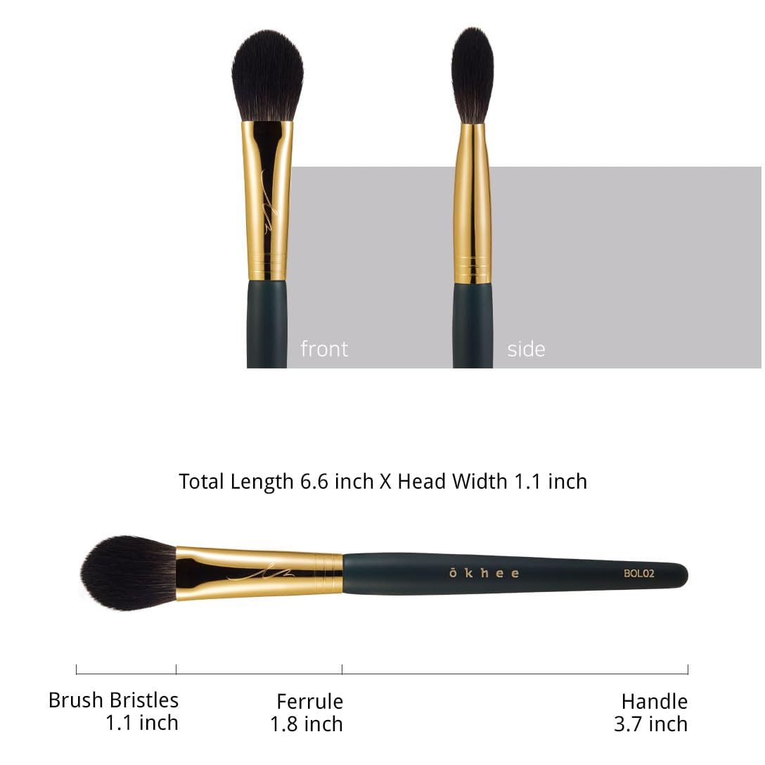 SOO ADOR okhee Point Cheek Brush BOL02 - Professional Point Blush Brush by K-Pop Makeup Artist Seo Ok - Dense Bristles for Bold Color Application & Blending in Small Areas - Premium K-Beauty