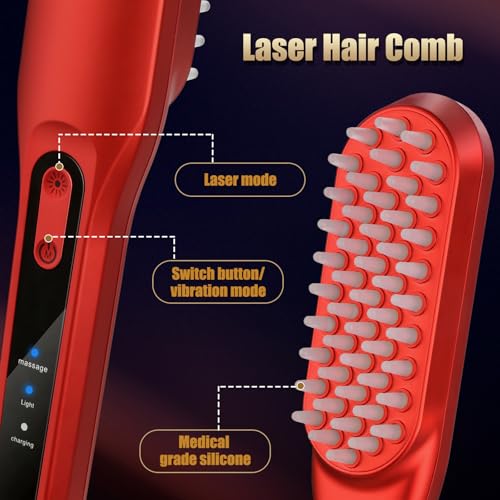 Laser Hair Growth Comb£¬Red Light Hair Growth Treatment for Men & Women£¨Red 1pcs £©