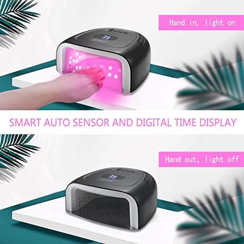 Rechargeable UV Light for Nails, 60w Cordless UV Led Nail Lamp with 42 Red-Light Beads, Automatic Sensor & Portable Nail Dryer, Professional Gel Nail Lights Nail Art Manicure Tools for Gel Polish