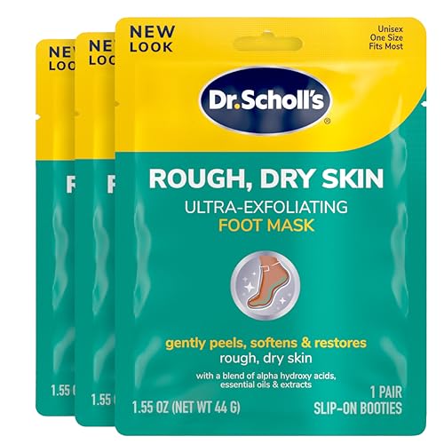 Dr. Scholl's Rough, Dry Skin Ultra Exfoliating Foot Peeling Mask, 3 Pairs Moisturizing Socks Gently Peels and Softens, with Urea, Dry Skin Callus Remover for Feet