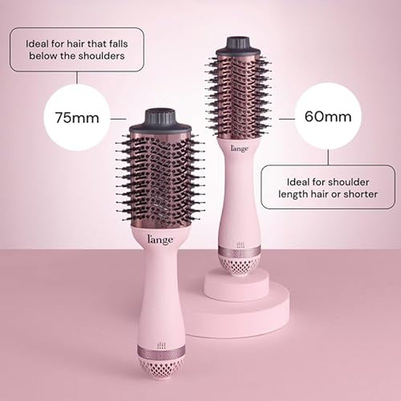 L'ANGE HAIR Le Volume 2-in-1 Titanium Blow Dryer Brush | Hot Air Brush for Hair Drying & Styling | Ionic Oval Barrel for Smooth, Frizz-Free Volume | (Blush ? 60mm)