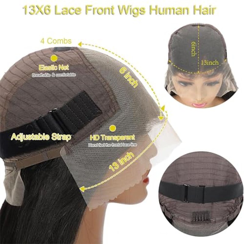Deep Wave Lace Front Wigs Human Hair 200% Density 13x6 HD Lace Frontal Wigs Human Hair 22 Inch Deep Wave Wig Pre Plucked Curly Wigs Natural Hairline