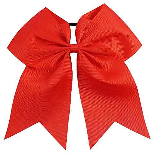 18 PCS 8" Large Red Cheer Hair Bows Ponytail Holder Elastic Band Handmade for Cheerleaders Teen Girls College Sports