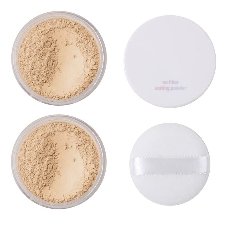 Meifen Setting Powder, Control Oil Brighten Skin Color Cover Blemish Whitening Face Setting Loose Powder。 (02 Cool Beige, 0.56 Ounce (Pack of 1))