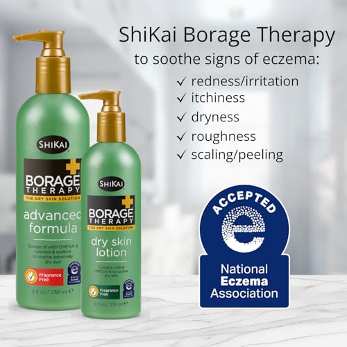 ShiKai Borage Therapy Advanced Formula Body Moisturizer (16 oz) | Fragrance Free | Hydrating Lotion for Dry Hands & Body | With Oatmeal & Shea