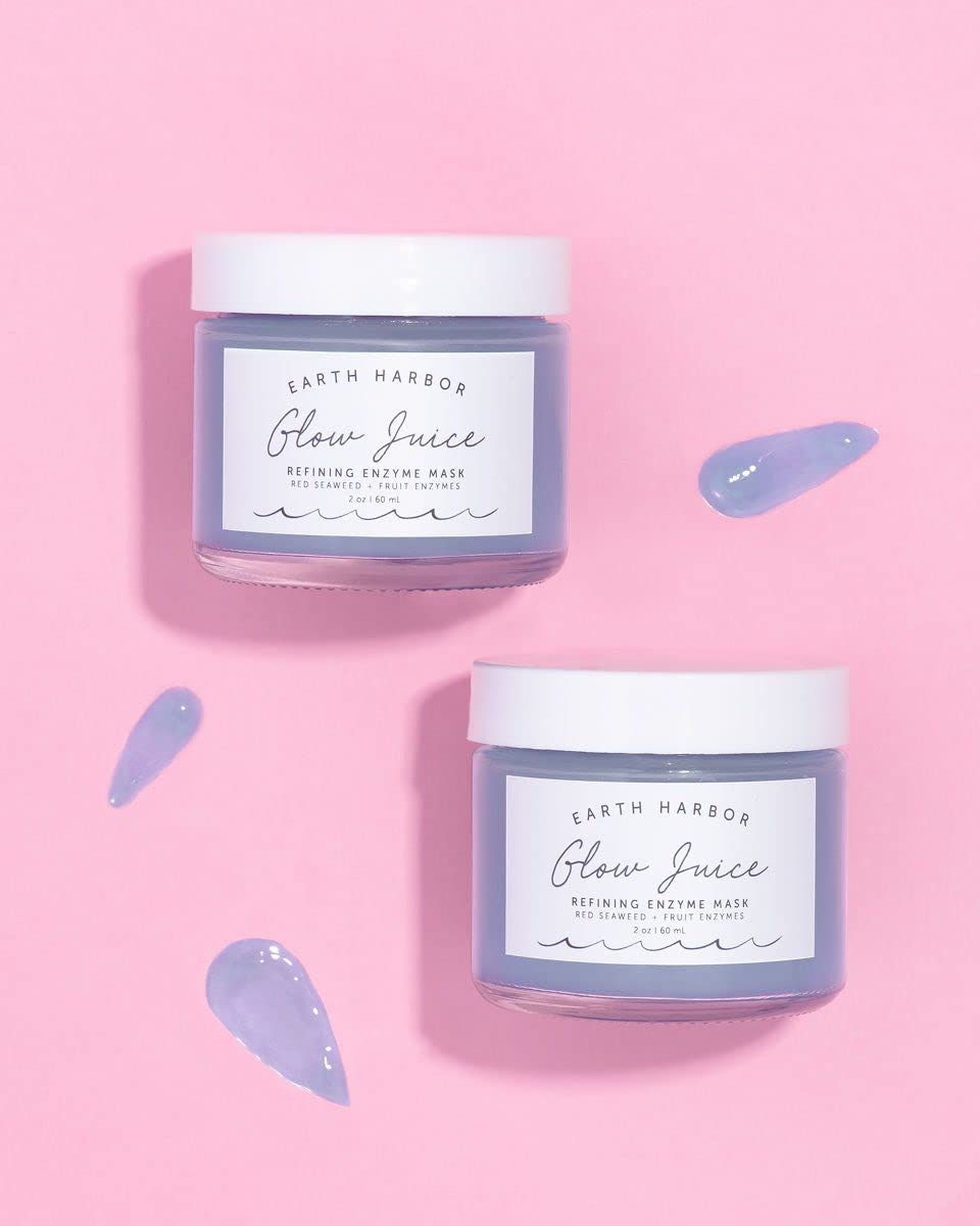 GLOW JUICE AHA/BHA Resurfacing Gel Mask, Refining Enzyme Spot Treatment Packed with Red Seaweed & Fruit Acids, Exfoliates Dull Oily Skin, Soothes Acne & Pores, 94% Organic, Vegan, Cruelty-Free, 2 oz