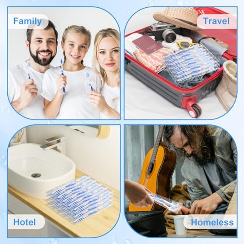 500 Prepasted Disposable Toothbrushes Individually Wrapped Pre Pasted Toothbrushes Soft Bristle Travel Tooth Brush Single Use Wrapped for Hotel, Camping, Travel and Gift for The Homeless