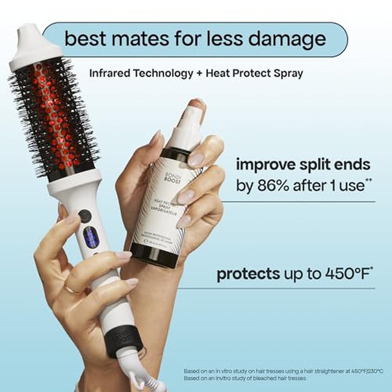 BONDIBOOST Infrared Thermal Brush, Heated Thermal Round Brush for Smooth + Shiny Hair, Dry Hair Styling for Instant Volume, Less Hair Breakage + Minimizes Snags, Frizz-Free