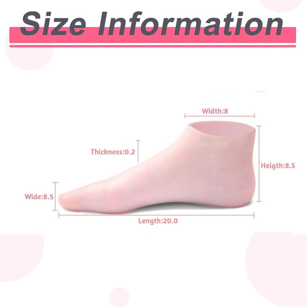 BASICGOLDYAO 4 Pairs Silicone Moisturizing Socks Women Foot Care Silicone Pedicure Socks Men Anti Slip Spa Gel Socks for Dry Cracked Feet (Multi)