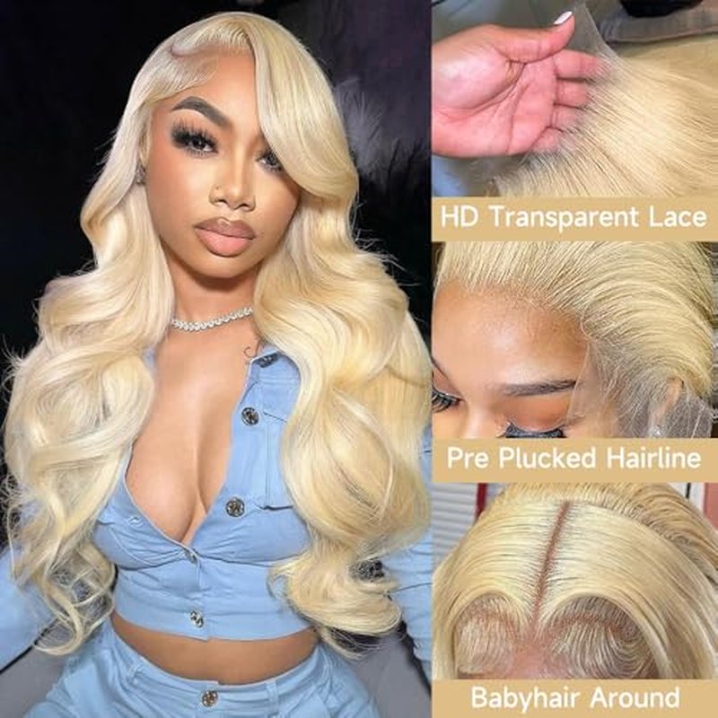30 Inch 613 Lace Front Wig Human Hair 200% Density Blonde Wig Human Hair 13x6 Body Wave HD Lace Front Wigs Human Hair Pre Plucked Glueless Blonde Human hair Wig