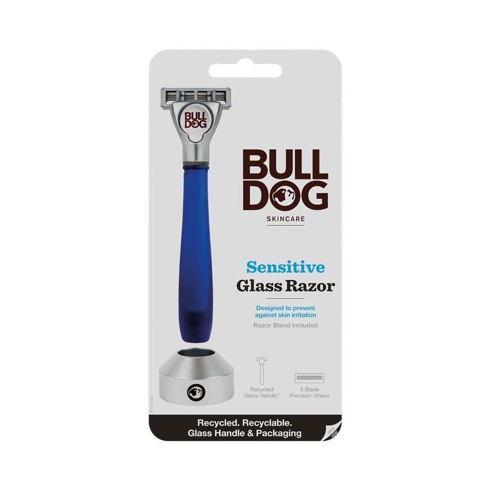 Men's Sensitive Skin Razor - Eco-Friendly Recycled Glass Handle with Stand | Grooming Essentials