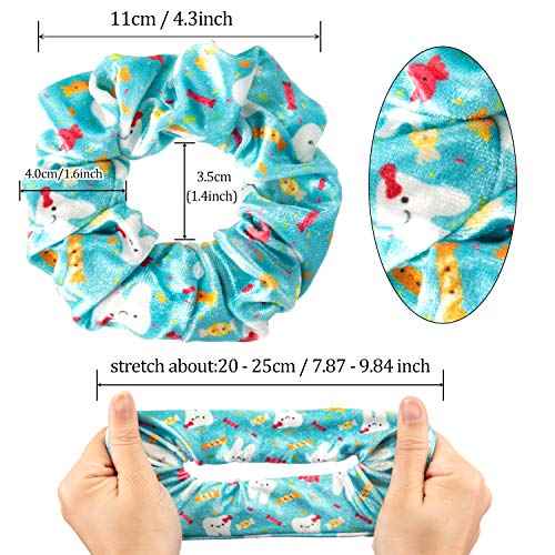 BBTO 6 Pcs Dental Assistant Gifts Teeth Hair Scrunchies Velvet Tooth Pattern Elastic Ponytail Holders Hair Tie Ropes Dentist Hygienist Accessories Cute Funny Christmas Gift for Nurse Women Girls