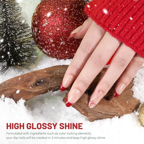 Aokitec Dip Powder Set, Advent Calendar 2025, 8 Christmas Colours for Nails, Red Glitter Green Dipping Set